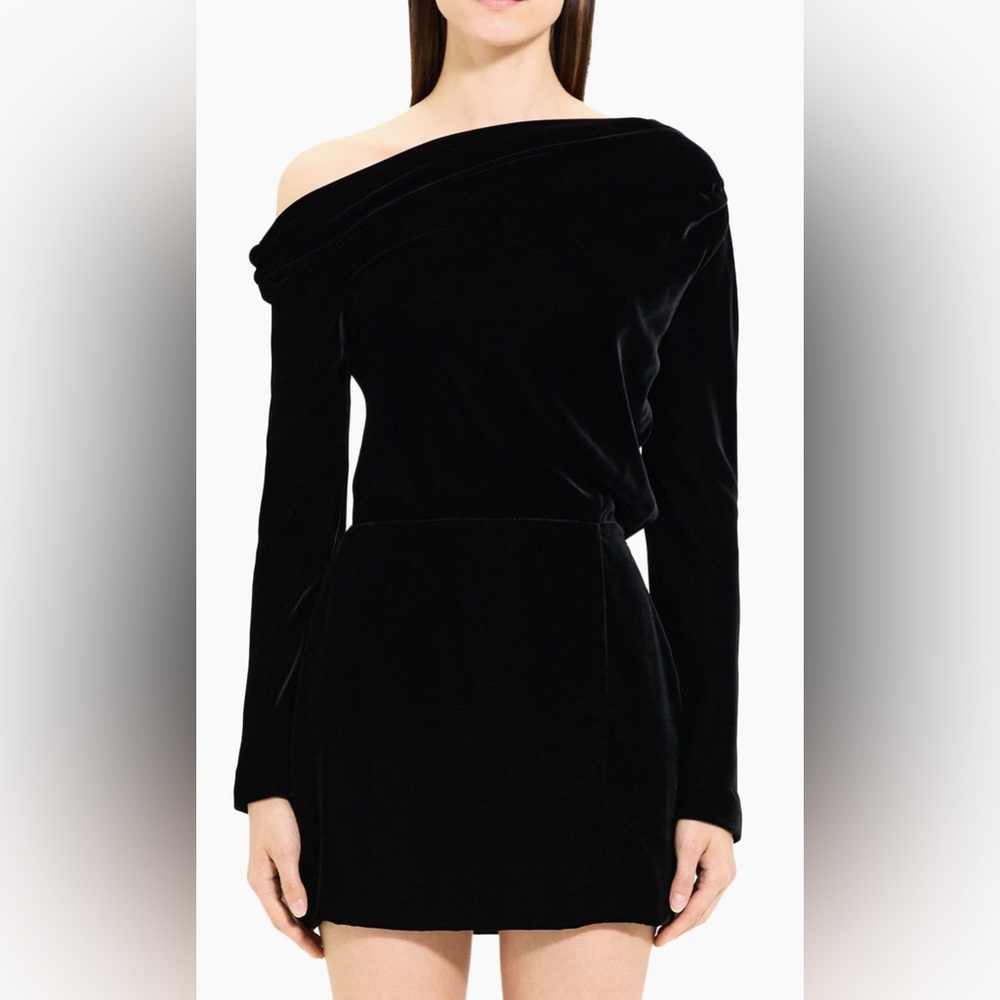 Theory Asymmetric Neck Off Shoulder Dress - Picture 1 of 9